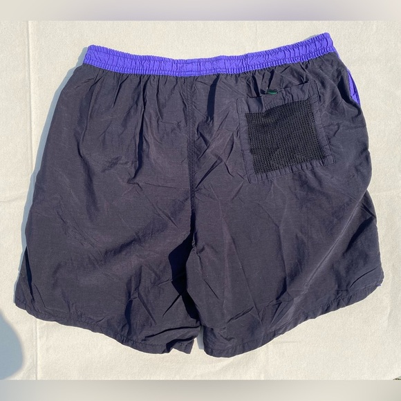 Vintage 90s Y2K  Speedo Black and Purple Swim Shorts Faded - Picture 2 of 6
